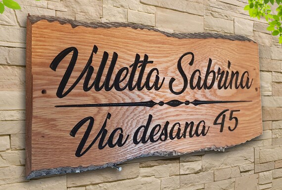 Details about / Personalised Oak Carved Wooden Home House Number Name Sign Plaque Outdoor plate