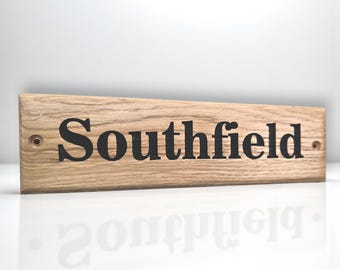 Letrero personalizado de madera de roble: Placa personalizada con el nombre de la casa