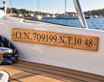 Custom Boat Registration Sign, Carved Oak Plaque for Trawlers, Nautical Wall Decor