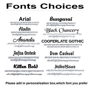 Font options available for personalised oak house signs