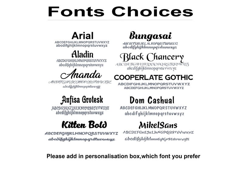 Font options available for personalised oak house signs
