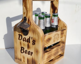 Personalised Beer Caddy with Bottle Opener  Birthday Father's Day Gift  Best Man  Custom Beer Crate