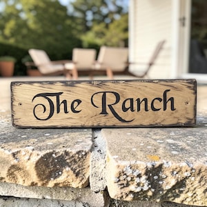 The Ranch personalised rustic wooden name plaque