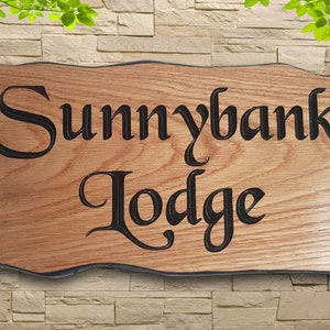 Personalised Oak Carved Wooden Sign Rustic Wooden House Plaque Outdoor Plate image 3