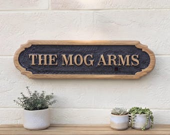 Personalised Oak House Sign, V-Carved Address Plaque, Durable Outdoor Display