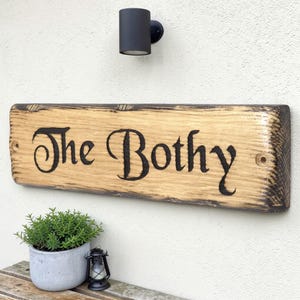 The Bothy personalised solid oak cottage name sign