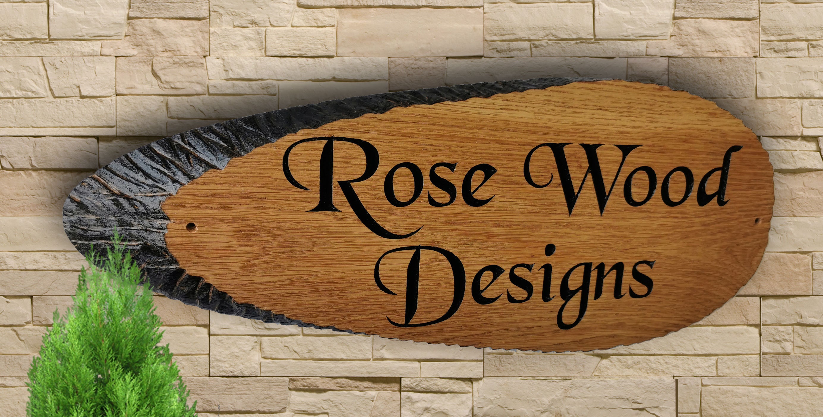 Personalised Oak Carved Wooden House Sign Plaque Slice Live Etsy