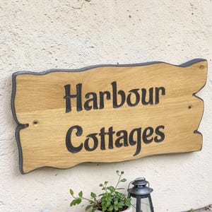 Rustic Wooden House Name Sign,Personalised Oak Wood plaque,Custom Outdoor Door Number Plate