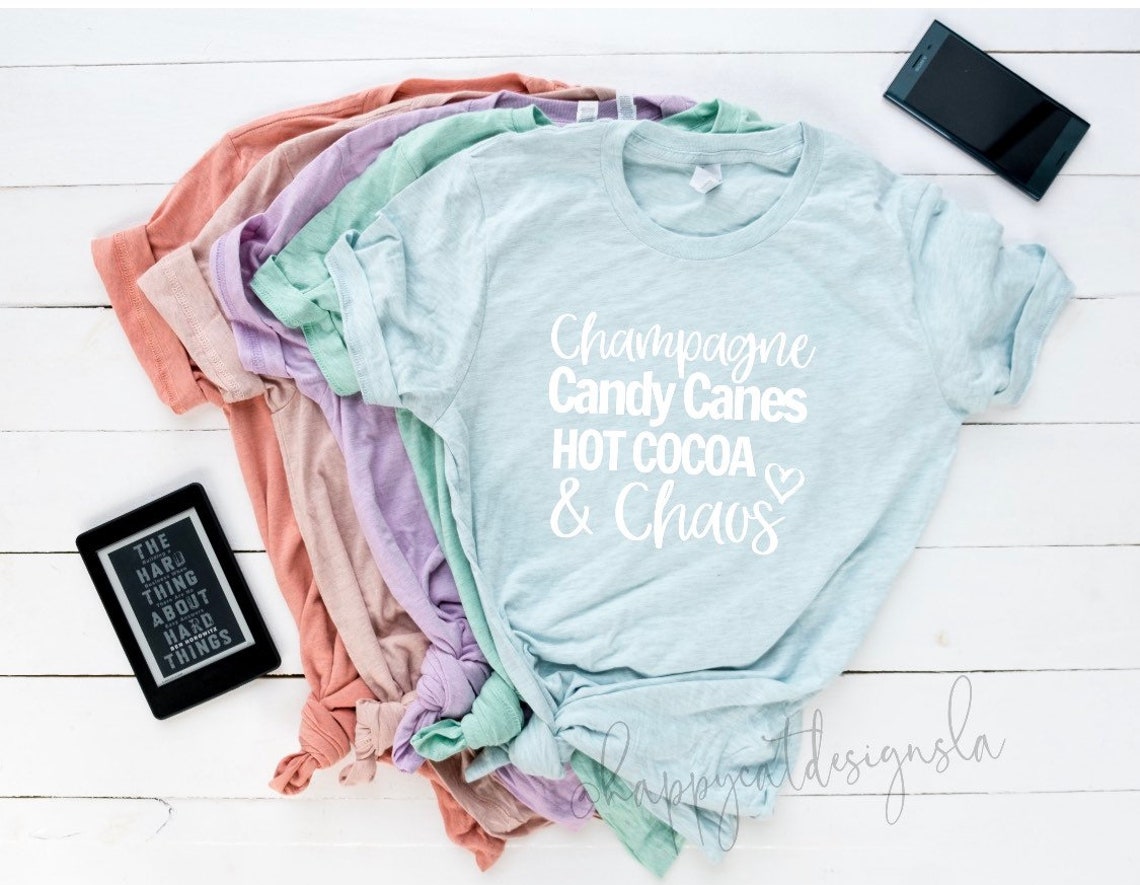 champagne and candy canes shirt