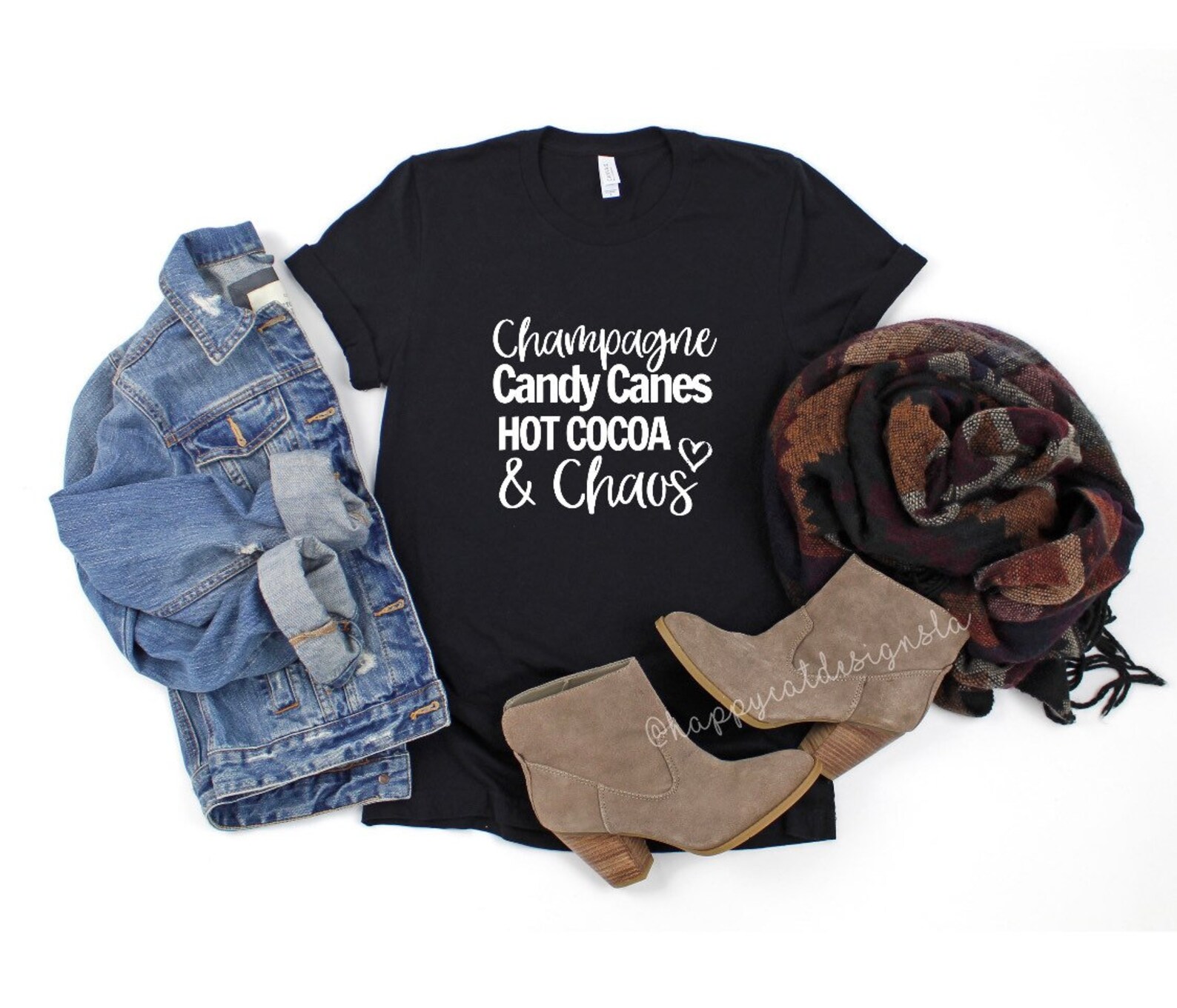 champagne and candy canes shirt
