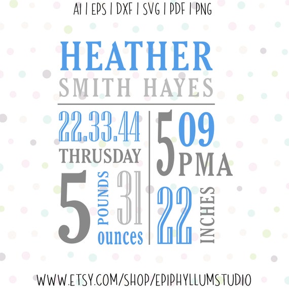 Download Baby Birth Announcement Svg Birth Stats Svg Subway Template Etsy
