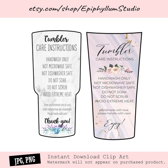 Tumbler Care Instruction Printable Washing Instructions Etsy