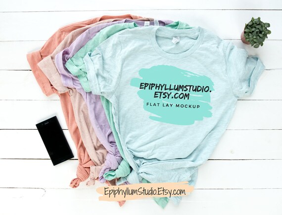 Bella Canvas 3001 Mockup Bella Canvas Heather Prism Lay Flat Etsy