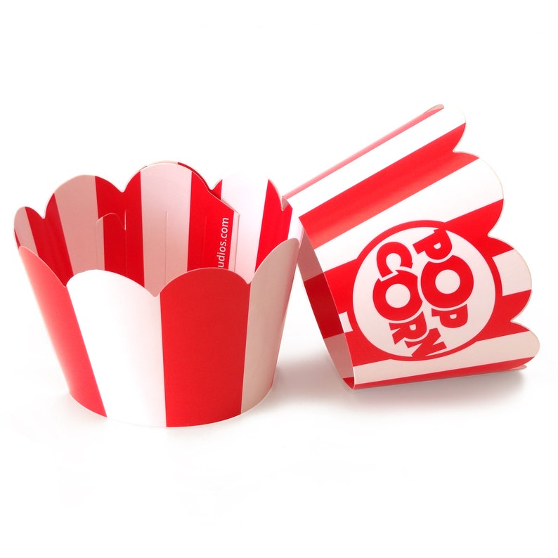 Popcorn Cupcake Wrappers Red and White Striped Cute Circus Etsy
