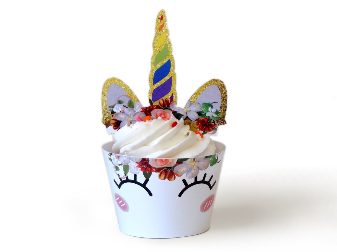 Printable Unicorn Cupcake Toppers and Unicorn Cupcake | Etsy