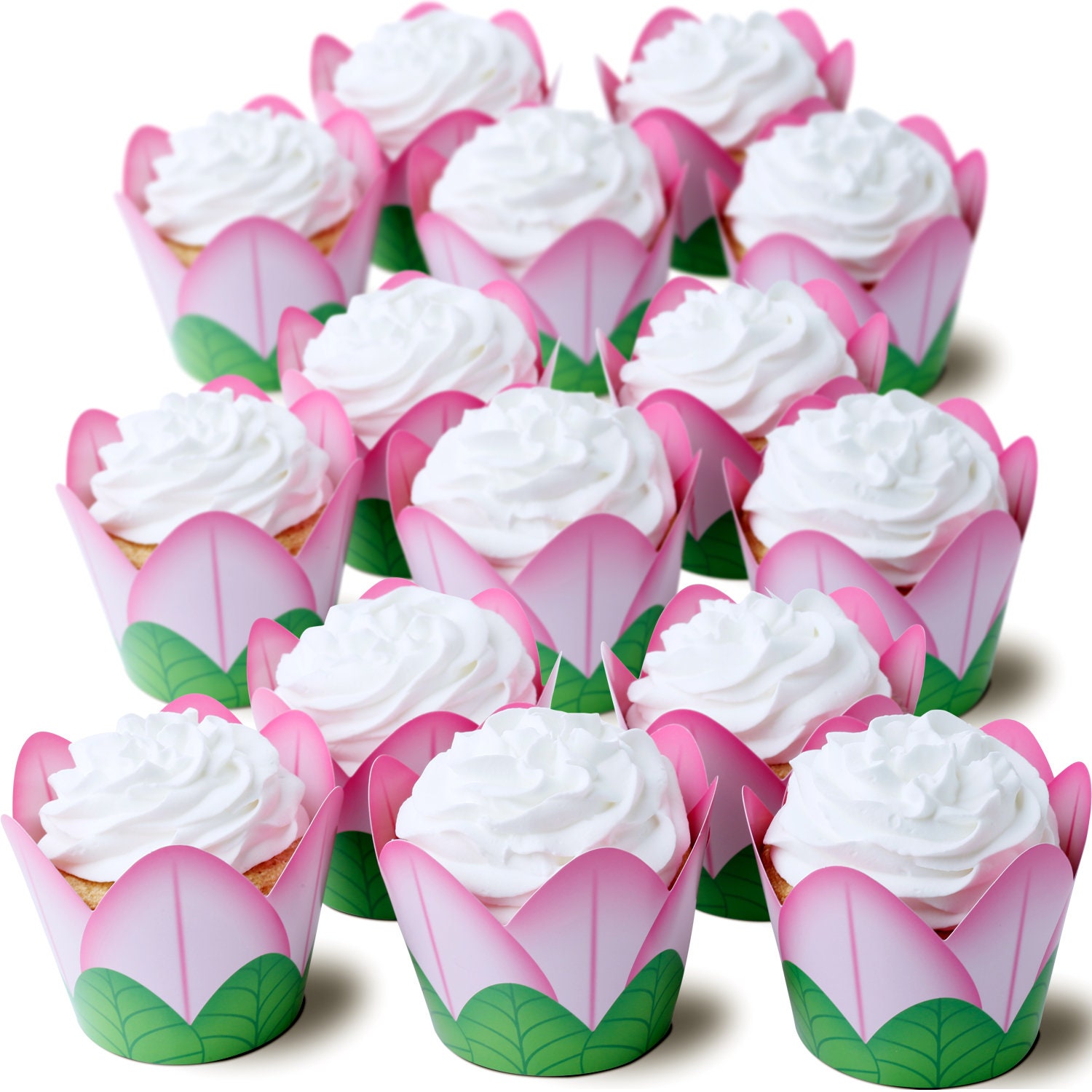 Pink Tulip Cupcake Wrappers Flower Party Decorations Etsy