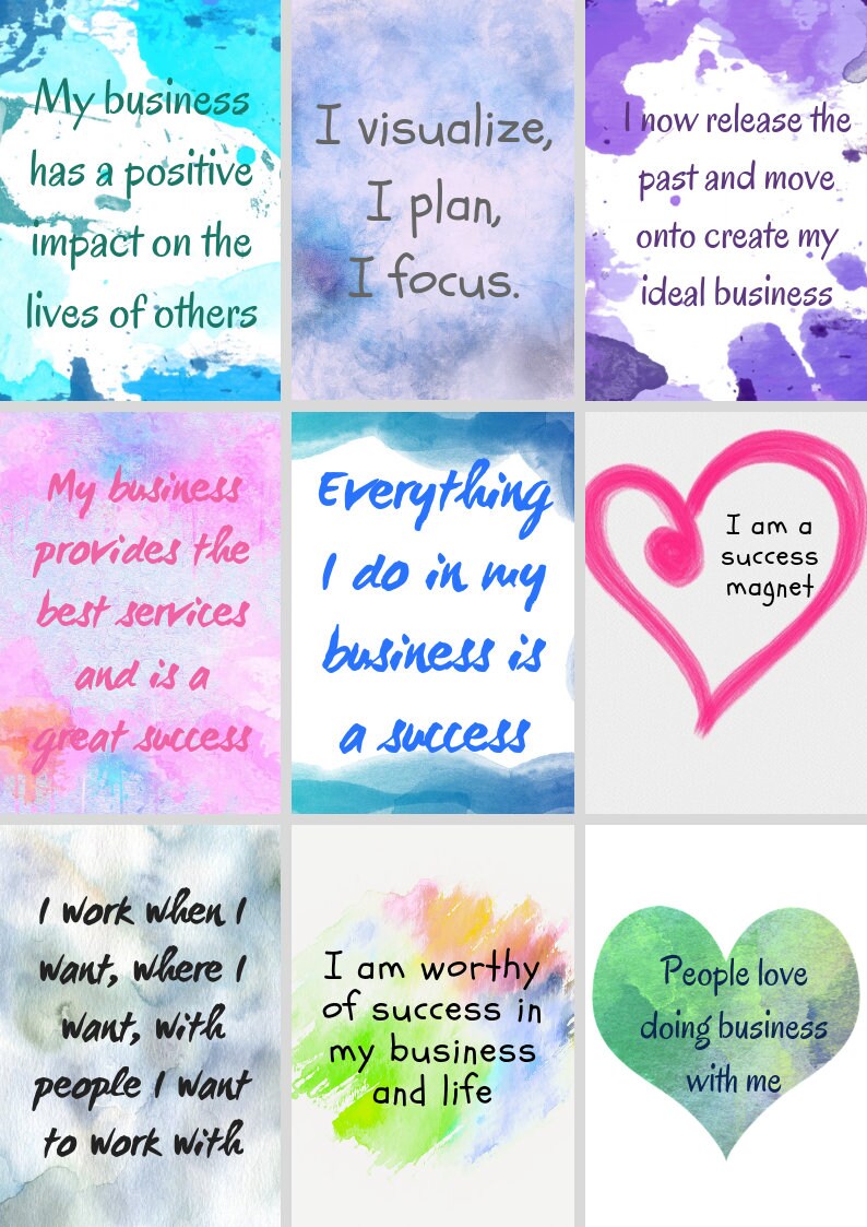 Printable Business Affirmation Cards Business Success Etsy