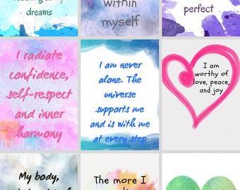 Printable Self Love Affirmation Cards | Confidence | Inspiration | Empowering | Improve Self-Esteem