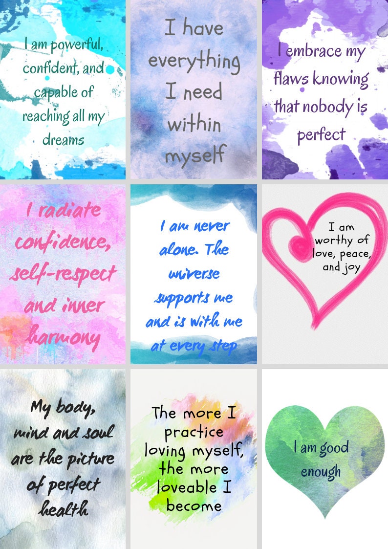 Printable Self Love Affirmation Cards Confidence Inspiration Empowering ...