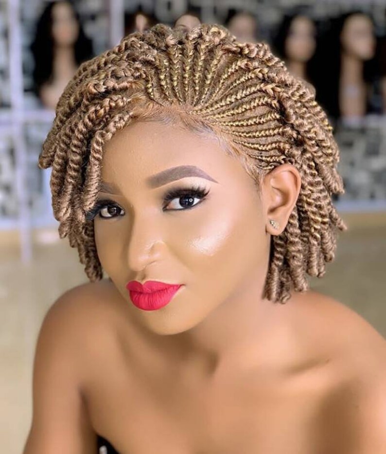 Kinky Braids Lace Front Cornrow Braided wigsCorn twist box Etsy