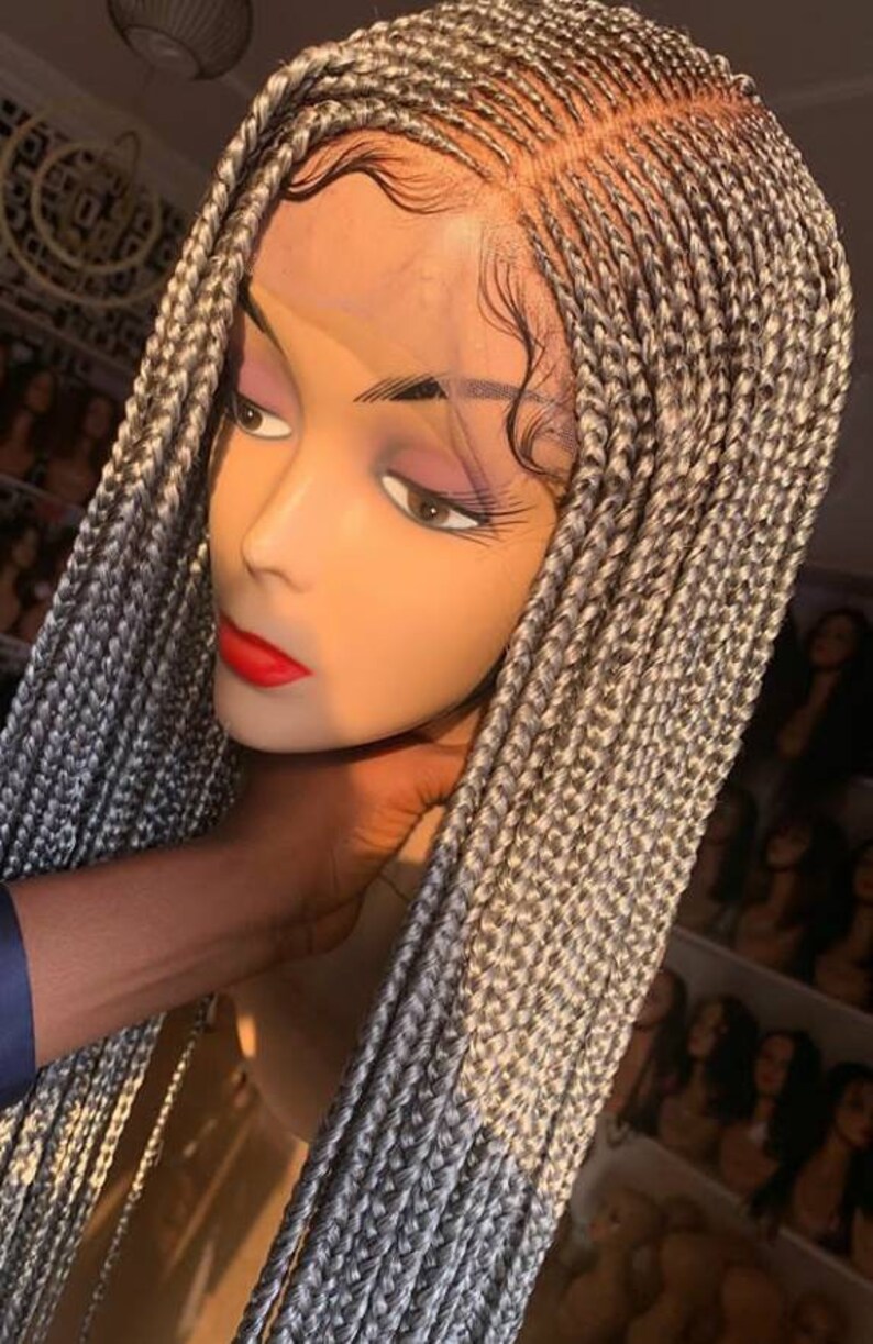 Gray Corn row braided wigs Frontal laceBraided wigs Etsy
