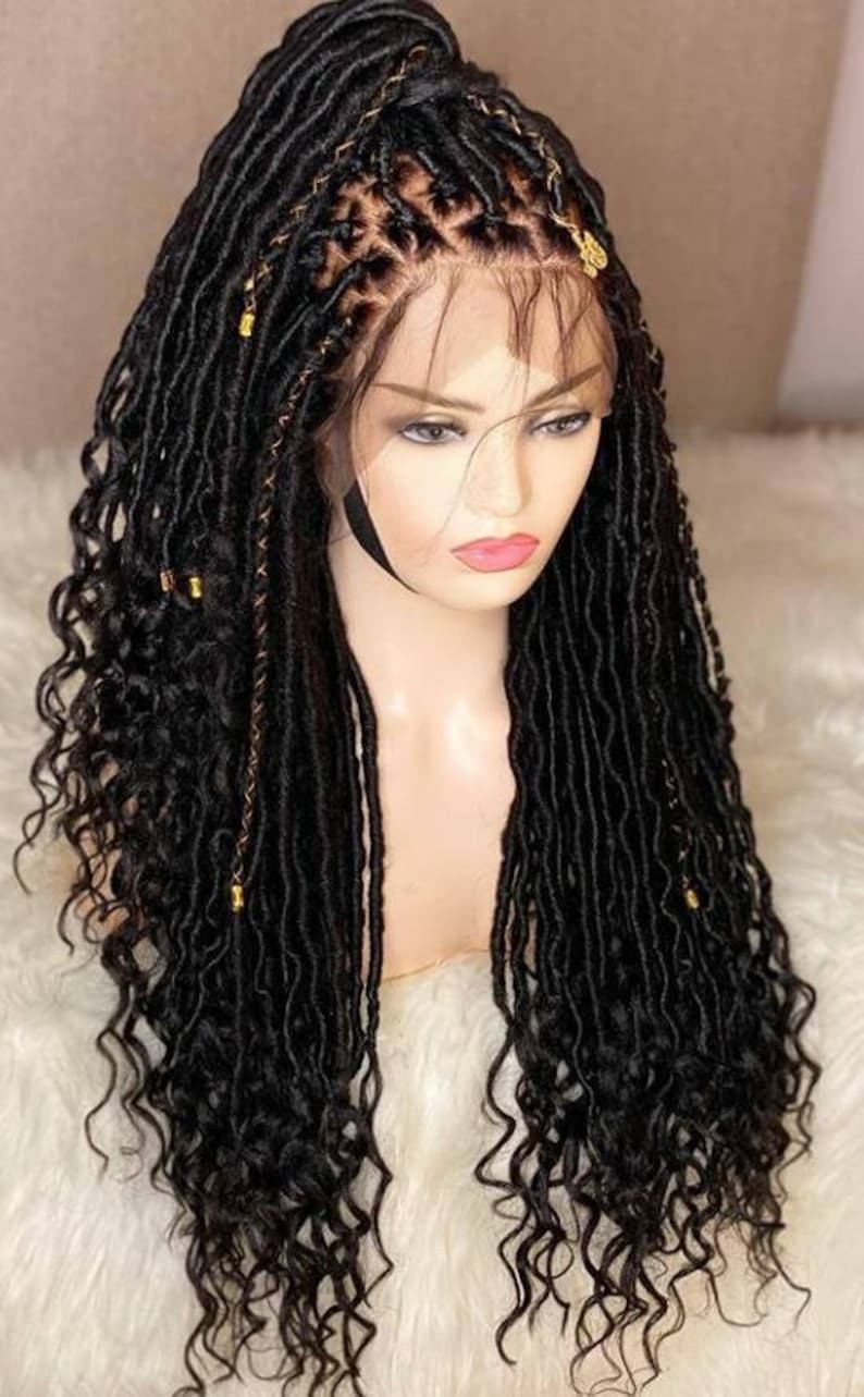 Braided wig/Full Frontal Lace goddess locsBraidedwig goddess Etsy