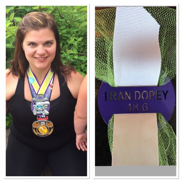 Wear 1 or 2 medals at once without damage to your Dopey medals, medal holder, Run Disney, dopey challange, disney marathon. Painted availabl