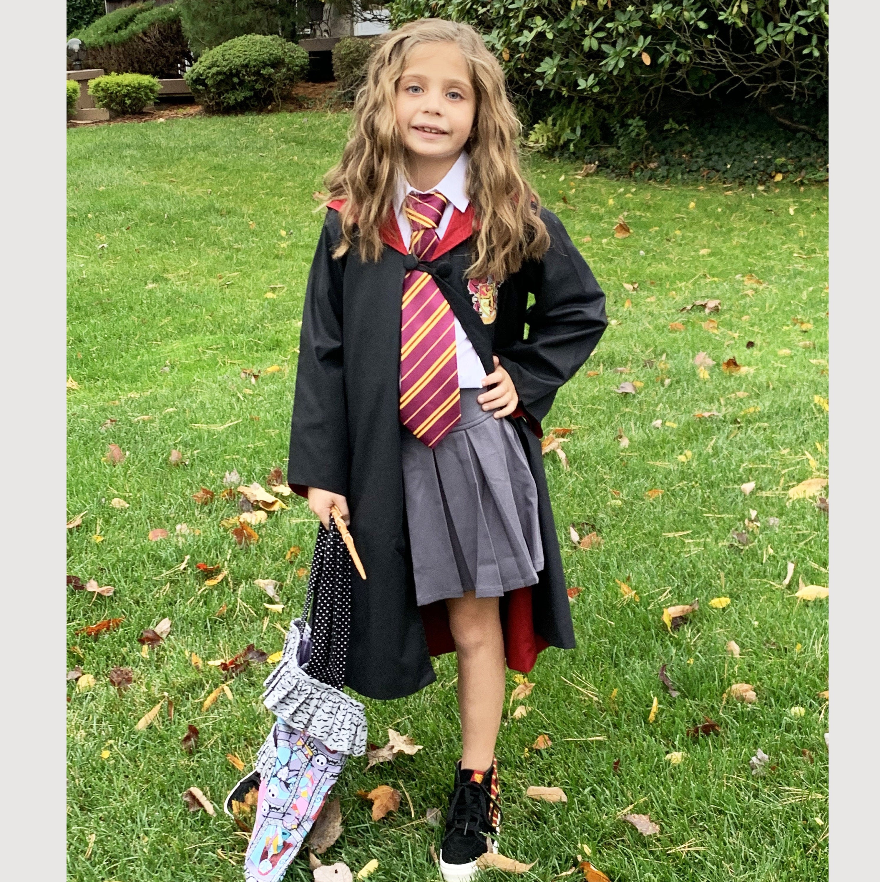 Donne Ragazze Scuola Strega Uniforme Hermione Cosplay Veste Vestito  Maglione Bacchetta Magic College Halloween Costume