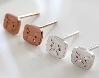 Mini Angry Face Stud Earrings