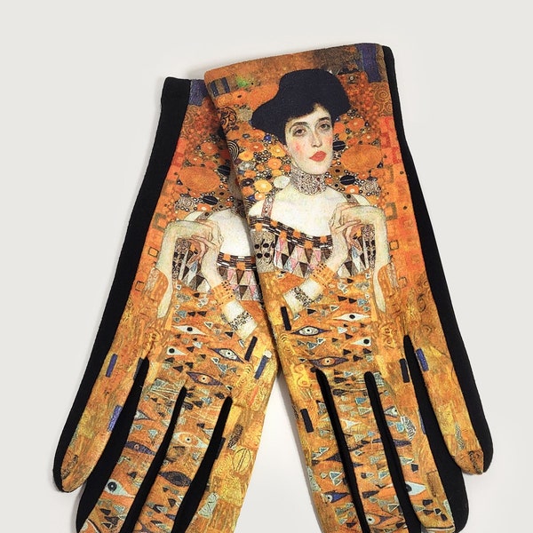 The Woman In Gold (Portrait of Adele Block-Bauer I) Texting Touch Screen Gloves for Women (or Men with Smaller Hands) - by Gustav Klimpt