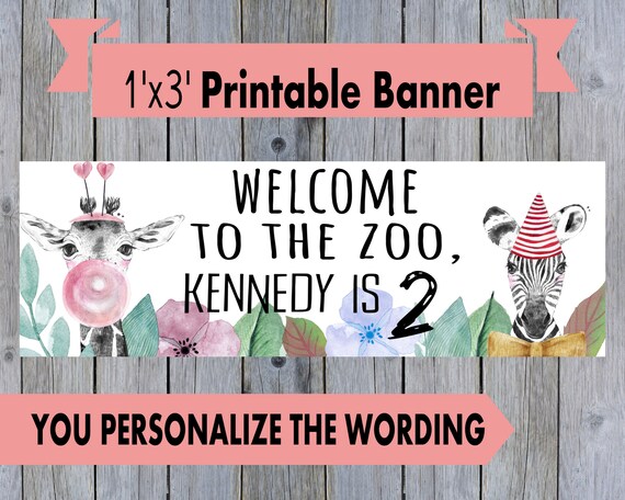 Personalized Bannersafari Animal Partyzoo Themed Party Etsy