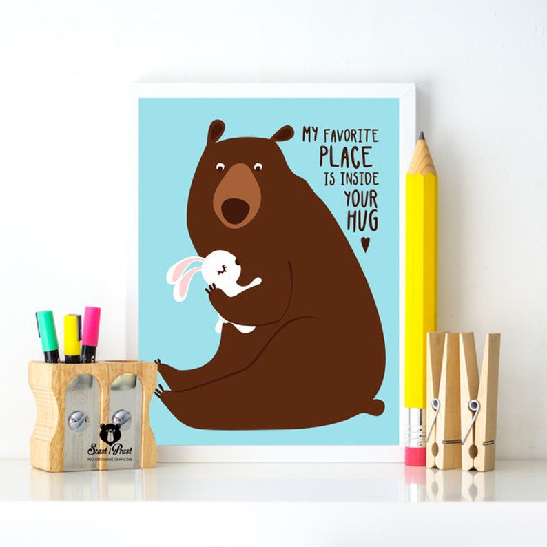 Poster Hug / Bear with rabbit A3 zdjęcie 1