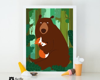 Poster Bear & Fox A3