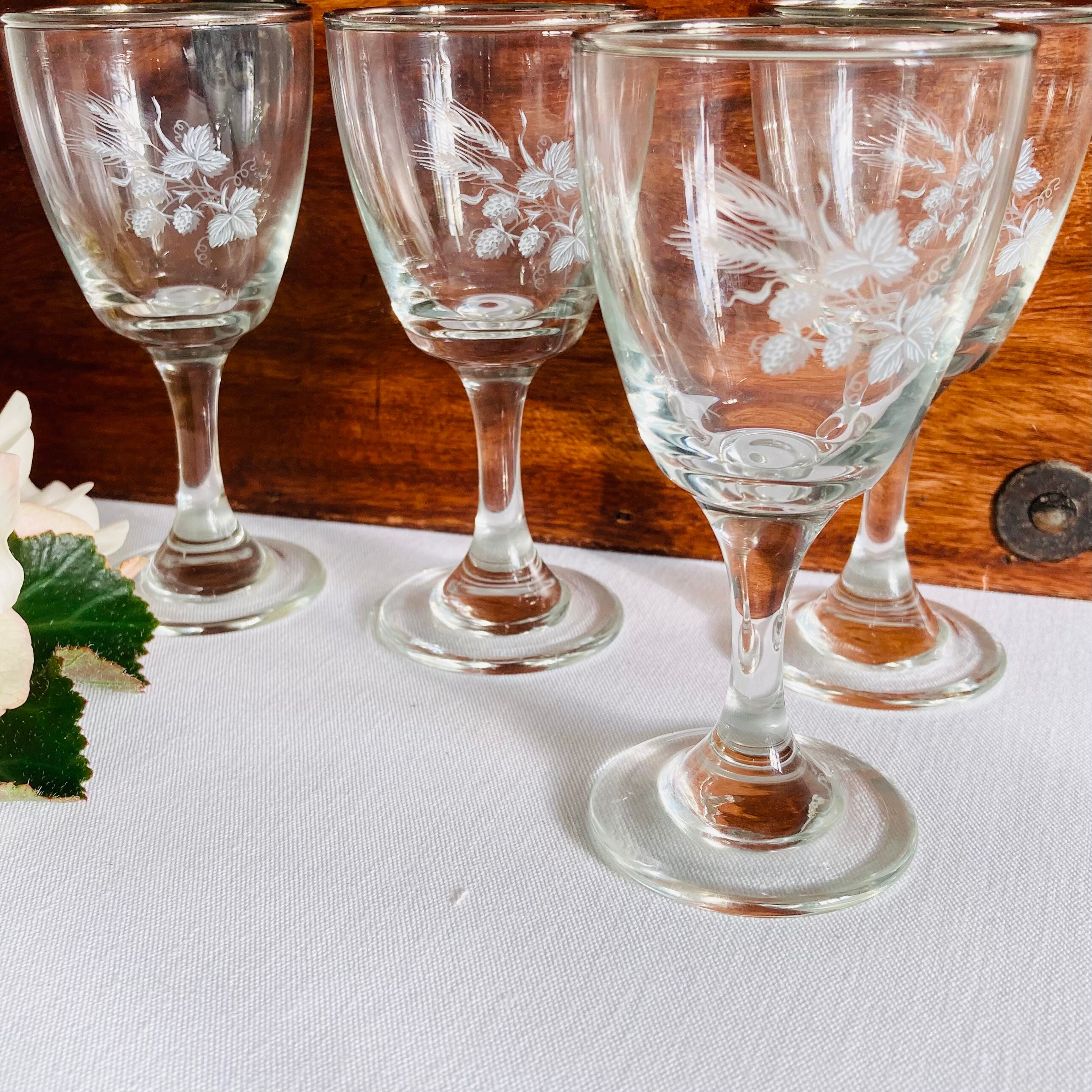 Vintage Etched Sherry Glasses 4 Silver Rimmed Sherry Glasses Etsy