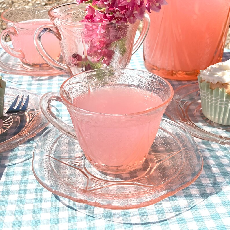 Pink Glass Tea Set 1930s Hazel Atlas Pink Depression Glass in Etsy UK