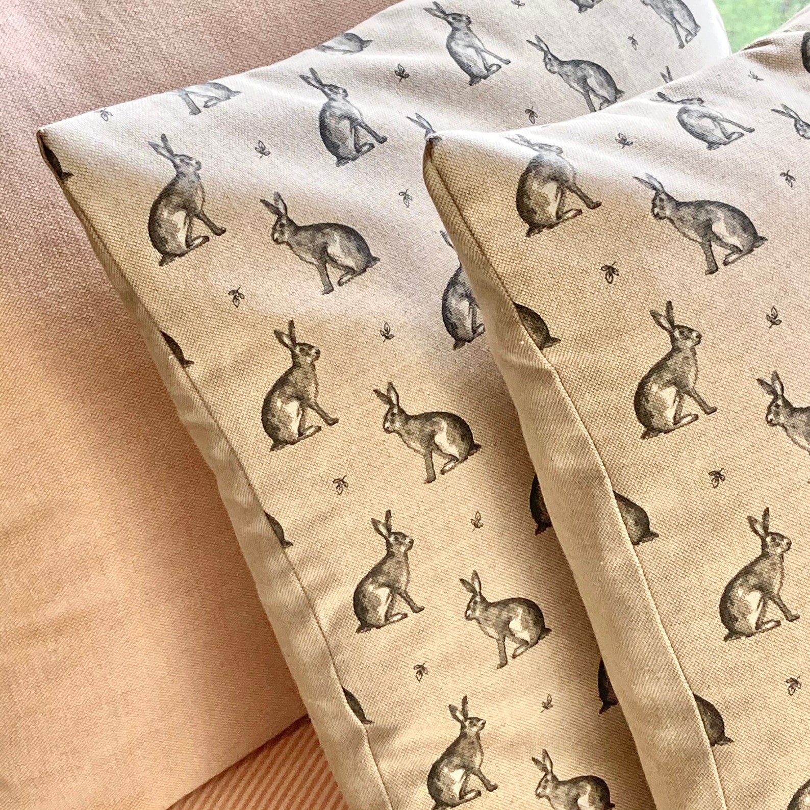 Rabbit Design Cushion Cover Handmade Hare Cushion Cover Etsy