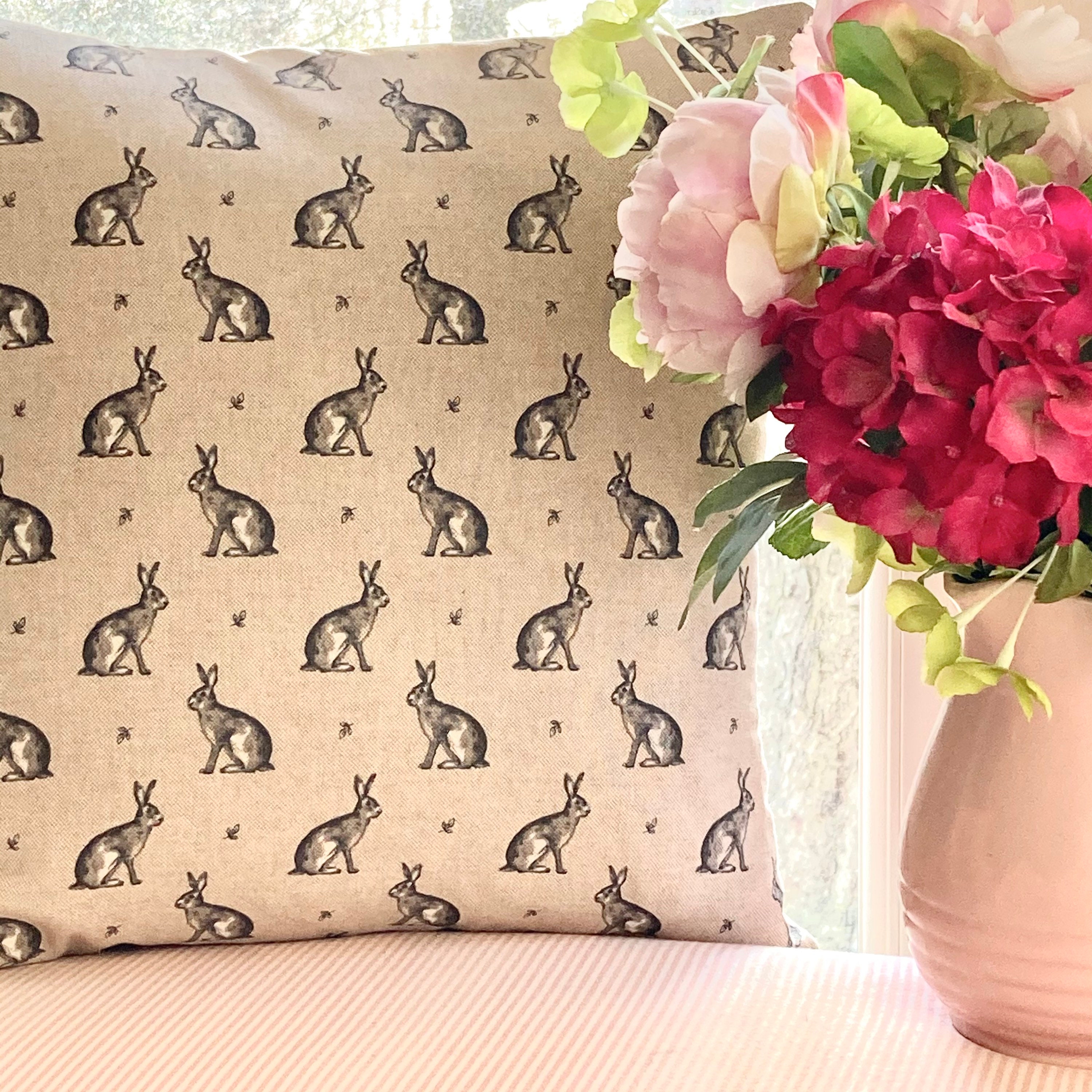 Rabbit Design Cushion Cover Handmade Hare Cushion Cover Etsy
