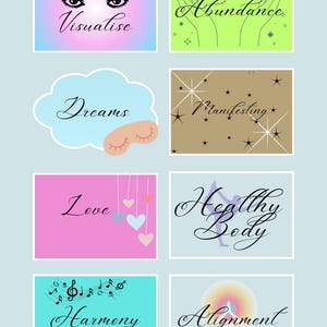 Cartes de citations Vision Board (x8 sur une page A4) affirmations imprimables | Téléchargement instantané | Citations Loi de l'attraction | Kit tableau de visualisation |