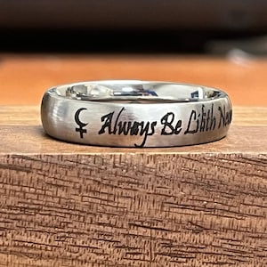 Engraved Lilith stainless steel ring/Lilith/Personalized