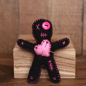 Voodoo doll/Voodoo patch doll/Black and pink