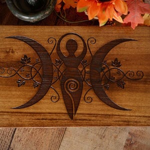 Altar / Triple Moon Goddess / Meditation / Altar Table / Tabletop Altar / Witch Decor / Pagan Altar / Wiccan Altar / Tarot