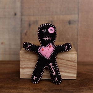 Voodoo doll/Voodoo patch doll/Black and light pink