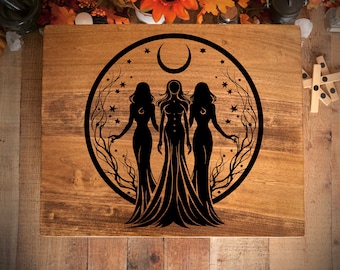 Altar / Mystical Triple Moon Goddess / Meditation / Altar Table / Tabletop Altar / Witch Decor / Pagan Altar / Wiccan Altar / Tarot