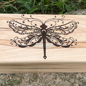 Dragonfly moon wood box/Dragonfly moon stash box/keepsake box/tarot card box