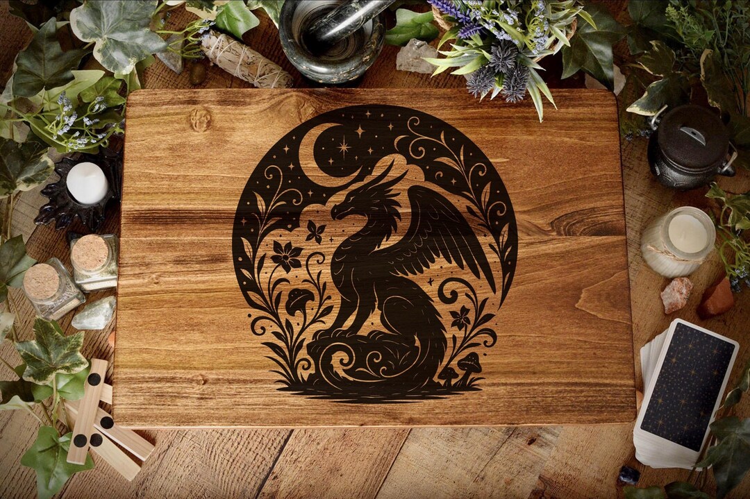 Dragon Altar Table | Laser Engraved Wooden Ritual Altar | Pagan ...
