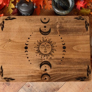Altar / Sun and Moon Phase / Meditation / Altar table / Tabletop Altar / Witch Decor / Pagan Altar / Wiccan Altar / Tarot