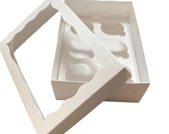 25 Scatole Per Cupcake A 6 Fori, In Cartone Bianco Con Finestra Trasparente – Per Muffin, Pasticcini, Feste E Pasticceria