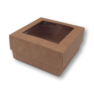 Confezione da 20 - 5" x 5" Scatole regalo bianche / Kraft Brown con finestra, gioielli, torte, regali