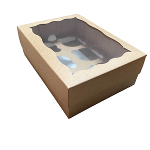 Pak van 5 bruine 6-gaats cupcakedozen met venster, badbommen, zeep, sieraden, taarten, geschenken, geschikt voor 6 taarten