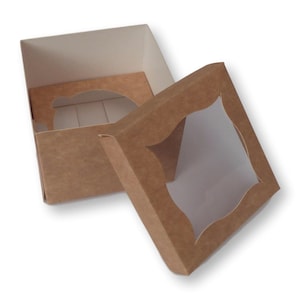 Pack de 5 Kraft brun Cupcake boîtes avec guichet unique, Bathbombs, savon, bijoux, gâteaux, cadeaux, peut contenir 1 gâteau